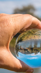 Smartphone HD wallpaper of crystal ball landscape shot at the isar mouth - Plattling - Bavaria -...