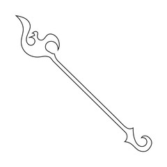 Staff Icon isolated on white background. Magic Weapon. Vector Illustration for Your Design, Game, Card, Web.