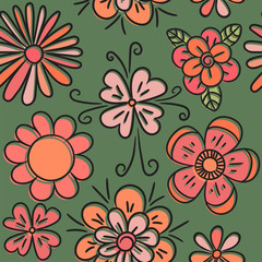 Flower seamless pattern. Color vector background. Summer and spring print