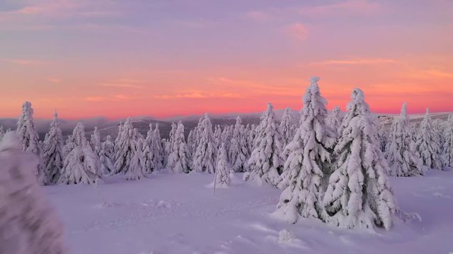 Nature and outdoor cinematic drone footage of winter landscape