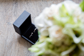Wedding rings in a black jewelry box