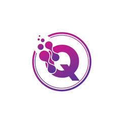 dotted q letter circle data technology logo
