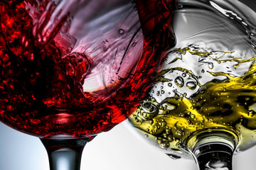 Panele Szklane Podświetlane  Czerwone i białe wino powitalny w makro makro.