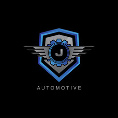 Automotive Wing Shield J Letter Logo