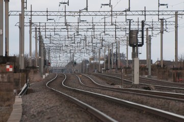 Fototapeta na wymiar Train tracks near Crewe, Cheshire