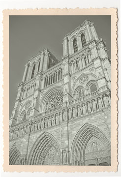 Notre Dame de Paris Cathedral - vintage photograph