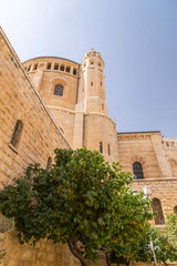 Fototapeta na wymiar Church of Dormition Abbey on Mount Zion in Jerusalem, Israel