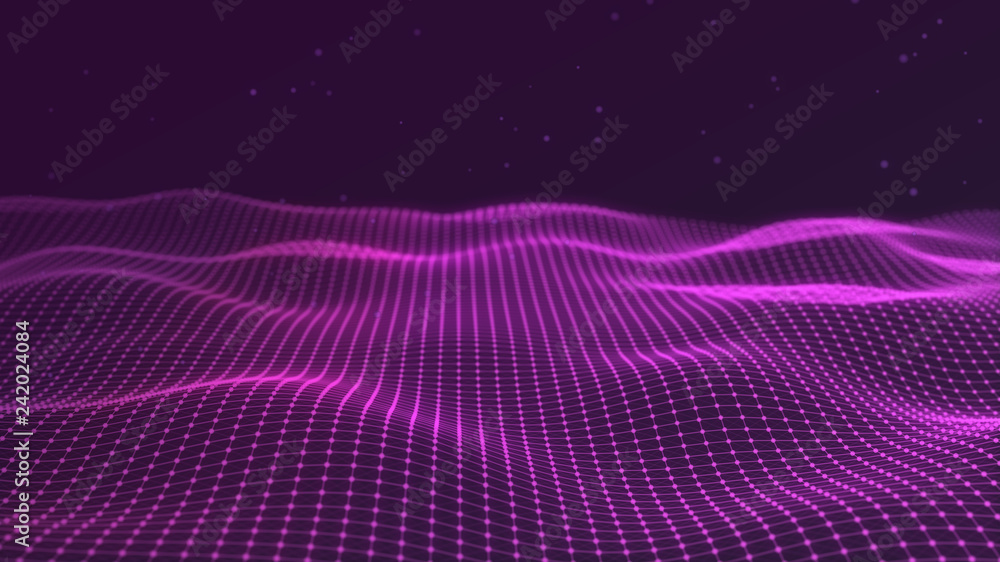 Poster 3d abstract digital technology background. futuristic sci-fi user interface concept with gradient do