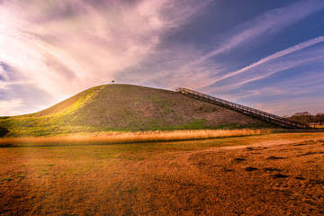 Sunset on Etowah Indian Mounds Historic Site in Cartersville Georgia