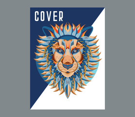 Obraz premium Lion head illustration, t-shirt graphics, vectors, typography - Vector 