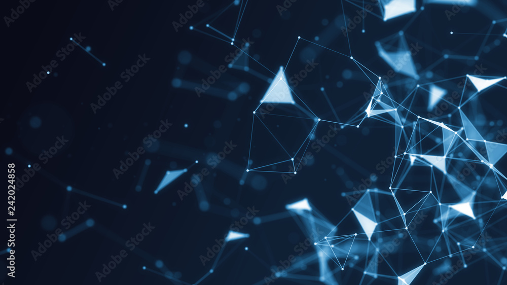 Poster 3d abstract digital technology background. futuristic sci-fi user interface concept with gradient do