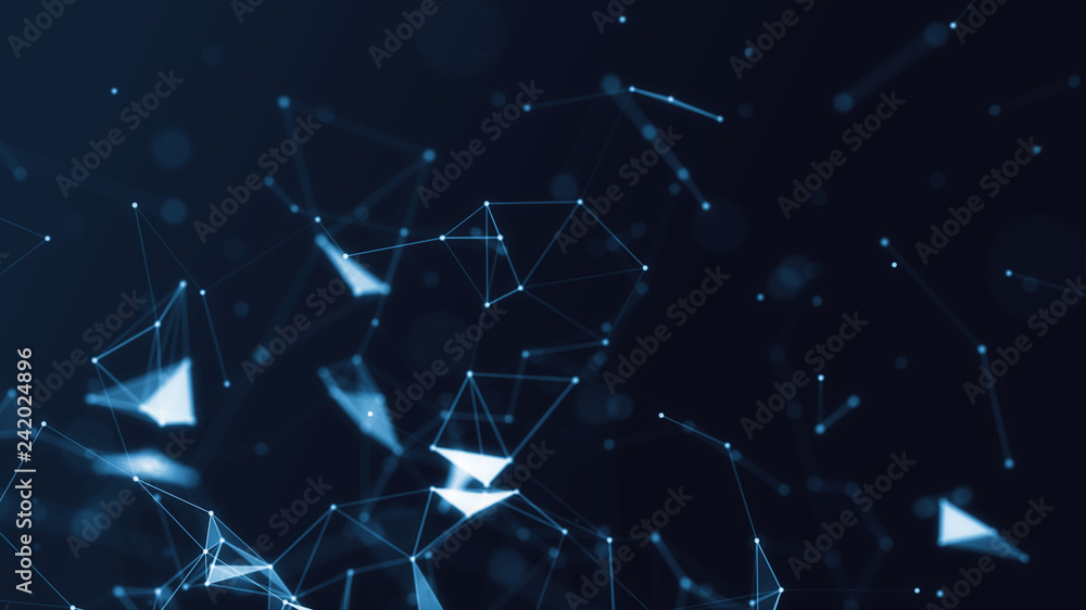 Poster 3d abstract digital technology background. futuristic sci-fi user interface concept with gradient do