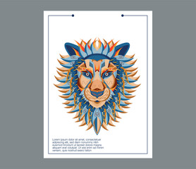 Lion head illustration, t-shirt graphics, vectors, typography - Vector 