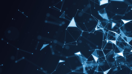 3d abstract digital technology background. Futuristic sci-fi user interface concept with gradient dots and lines. Big data, artificial intelligence, music hud. Blockchain and cryptocurrency