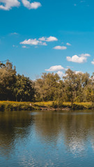 Fototapeta premium Smartphone HD wallpaper of beautiful view at the Isar near Landau - Bavaria - Germany