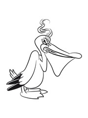 Pelikan w&uuml;tend rauchen vogel seevogel Meer cartoon natur Wasser Tier einfarbig