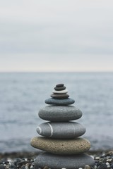 zen stones on the beach