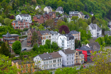 Obraz premium The city of Altena and the river Lenne in North Rhine-Westphalia, Germany