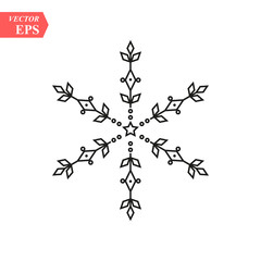 Vector black snowflake icon. Snow flake simple icons isolated on white background for winter design and decoration