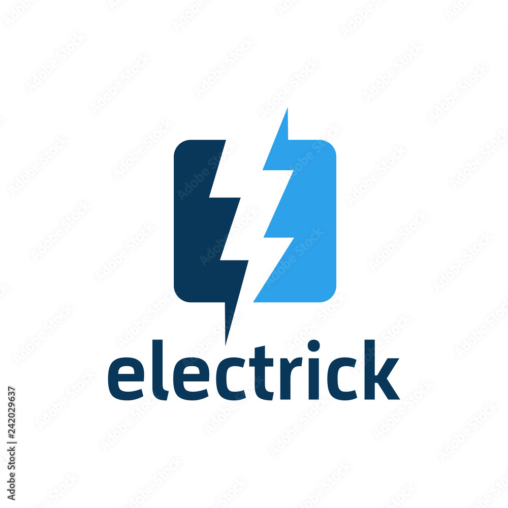 Poster lightning flash, electric power vector logo design element. energy and thunder electricity symbol co