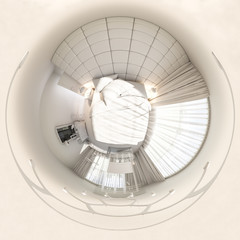 3d render 360 seamless panorama of bedroom