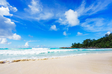 Fototapeta na wymiar beautiful paradise beach at the police bay, seychelles 34