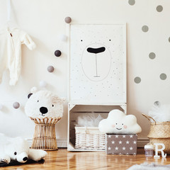 Childs room with stuffed toys
