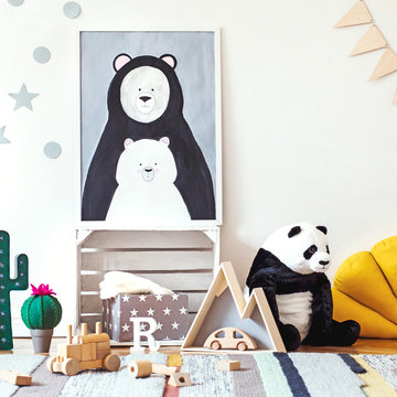 Childs room with stuffed toys