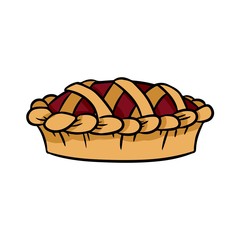 Hand drawn pie. Vector cute doodle icon