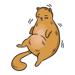 Cute chubby cat. Vector illustration for greeting cards, stickers.