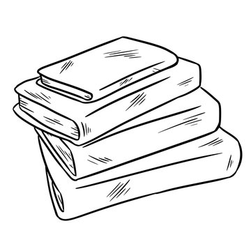 Stack of books sketch sticker doodle. Isolated sketch