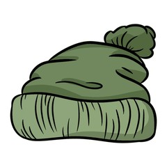 Hand drawn hipster cap outline sticker icon