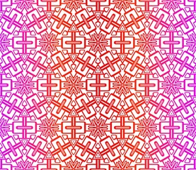 Template Print For Fabric. Pattern Of Floral Geometric Ornament With Border. Vector Illustration. Seamless.
