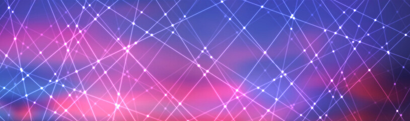 Line and dot pattern and colorful background. Technology concept.