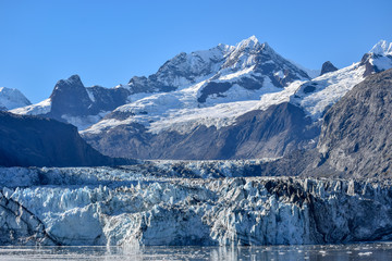 Johns Hopkins Glacier in the Glacier Bay National Park and Preserve, Alaska in October 2017