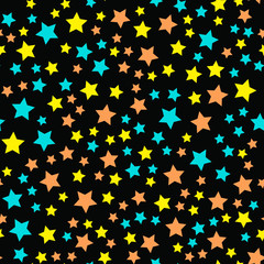 Stars and night sky. Seamless vector EPS 10 pattern. Multicolor Figures