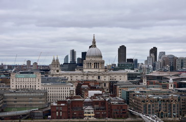 Fototapeta na wymiar St. Pauls Cathedral. Side view, dome and towers. London, United Kingdom.