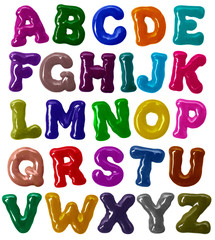 Latin alphabet bold font made of colorful glaze in high resolution (part 1. Letters)
