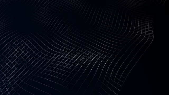 Digital data visualization. cybernetic particles. Low poly mesh. Flow. Wave. Abstract polygonal low poly wave background with connecting dots and lines. 3D rendering.
