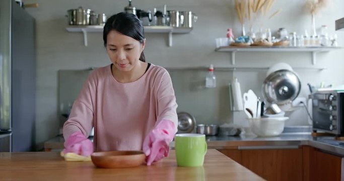 Woman doing housework at home