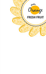 Banner with sliced orange pieces, leaves. Template for design  juice, lemonade, cosmetic, natural medicine, herbal tea, food menu.