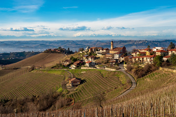 Italian village from the Langhe region in Italy Winter