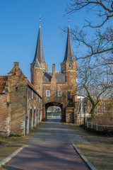 Fototapeta na wymiar Eastern Gate (Oostpoort), old city gate of Delft, Netherlands