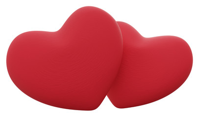 two red hearts together