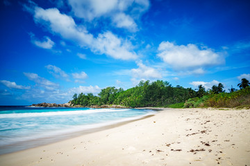 beautiful paradise tropical beach,palms,rocks,white sand,turquoise water, seychelles 9