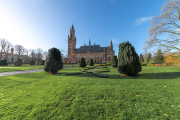 THE HAGUE, 4 December 2018 - Front view of the Peace Palace, seat of the International Court of...