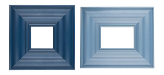 two blue square picture frames