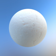 Snowball planet with human footprints