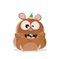 funny cartoon illustration of a happy party hamster