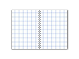 Detailed vector square paper notebook with circular binding.